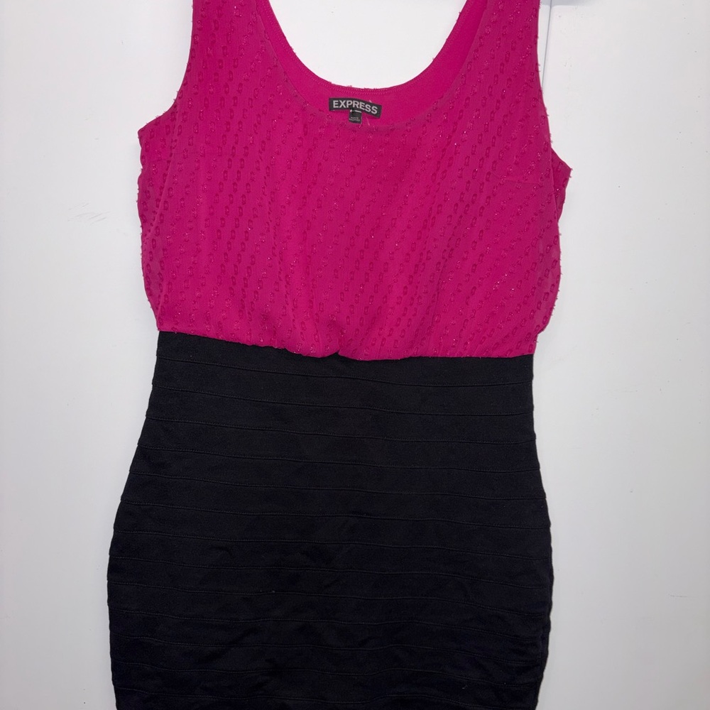 Express Fuchsia and Black Mini Dress